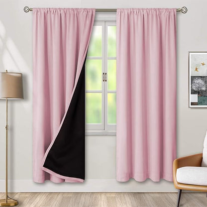 BGment 100% Blackout Curtains for Bedroom 72 Inch Long, Full Room Darkening Soundproof Heavy Thermal Insulated Bedroom Window Drapes with Rod Pocket, 2 Panels, 42 x 72 Inch, Pink