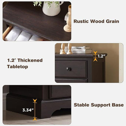 T4TREAM 7 Drawers Dresser Chests for Bedroom, Wood Vintage Chests of Drawers, Rustic Dressers Chset Organizer for Bedroom, Living Room, Hallway, Espresso