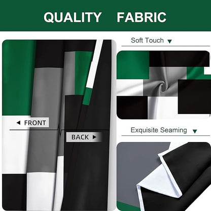 Green Blackout Curtains for Bedroom 96 inch Long 2 Panels Set Black Grey White Modern Abstract Geometric Black Out Curtains Insulated Room Darkening Window Drapes for Living Room, 52Wx96L