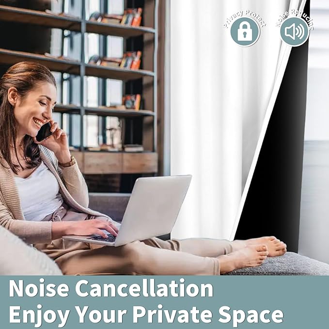 BGment Short 100% Blackout Curtains for Bedroom, Thermal Insulated Energy Efficiency Noise Reducing Grommet Curtains 54 Inch Length with Liner for Small Window 2 Panels Each 46 Inch Wide, Pure White