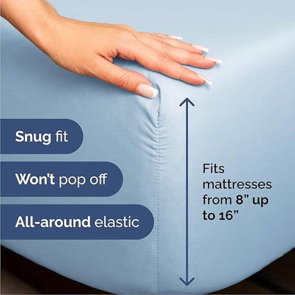 Queen 6 Piece Sheet Set - Cooling, Comfy & Breathable - Hotel Luxury Bedding, Includes Fitted Sheet for Women, Men, Kids & Teens - 1 Flat, 1 Fitted Sheet, 4 Pillowcases with Deep Pockets - Baby Blue