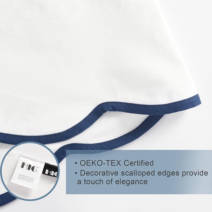 HIG Off-White Chic Twin XL Bed Skirt - Easy Fit Scallop Edge Pleated Bedskirts, 14 Inch Drop Anti-Slip Dust Ruffle, Thick Fabric for Enhanced Privacy, Pre-Washed for Long-Lasting Use(N60022)