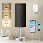 Black Bedroom Table Lamp for Bedside - 3 Way Dimmable Touch Lamp USB C A Charging Ports and AC Outlet, Small Desk Lamp for Nightstand for Living Room with Silver Base, Office Desk, LED Bulb Included