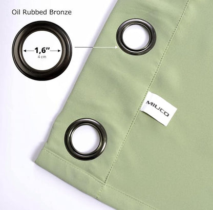 MIUCO 1 Pair Thermal Insulated Grommet 52-Inch-by-84-Inch Blackout Window Curtain Panels with 2 Tie Backs, Sage