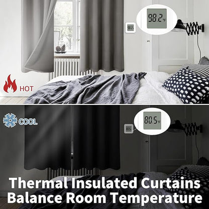 BGment Short 100% Blackout Curtains for Bedroom, Thermal Insulated Energy Efficiency Noise Reducing Grommet Curtains 45 Inch Length with Liner for Small Window 2 Panels Each 42 Inch Wide, Grey