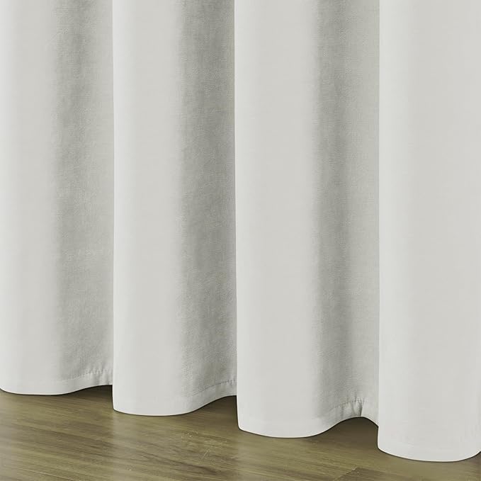 Joydeco Vanilla Grey Velvet Curtains 96 Inches 2 Panels, Luxury Thermal Insulated Soft Curtains for Bedroom & Living Room, Room Darkening Velvet Drapes, Rod Pocket (52W x 96L)