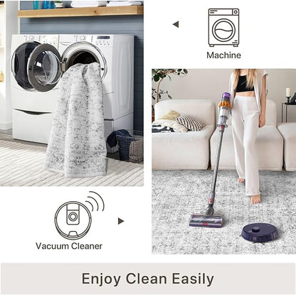 6x9 Area Rug, Ultra-Soft Washable Rug for Living Room, Dinner Room, Bedroom, Non-Slip Vintage Floral Rug, Indoor Carpet Large Area Rug, Grey