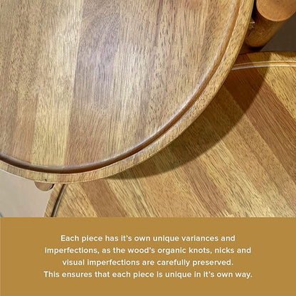 mopio Dylan Solid Wood Nesting Coffee Table Set (Mango Wood Oak, Round)