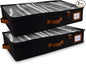 HOMELUX THEORY 2pc Under Bed Storage Containers, Bedroom Under the Bed Drawer Storage Organizer with Bins and Lids, Medium Underbed Clothes Storage Box Ideal for Blanket, Fabric, & Shoes (Black)