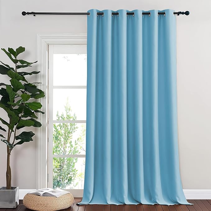 NICETOWN Teal Blue Blackout Curtains for Bedroom 95 Inch Length - Thermal Insulated Room Darkening Privacy Grommet Window Drapes for Boys Room, Set of 1 Panel, 80 x 95 Inch