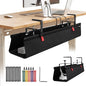 No Drill Under Desk Cable Management Tray, 36" Cord Organizer with Clamp, Fabric Cable Management for Standing Desks, Ideal for Home & Office - Black