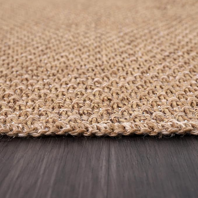 Easy Jute Rug 6x9 Indoor Outdoor Natural Rugs Solid Fiber Rug Woven Area Rug Boho Easy Clean Inside Carpet for Living Room Bedroom Dining Room Hallway or Outdoor Patio Porch (6 X 9 Natural)