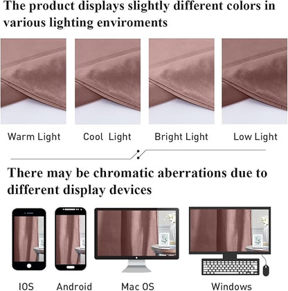 StangH Mauve Rose Velvet Curtains for Bedroom, Nursery Girls Home Decor Room Darkening Thermal Insulated Window Door Panels for All Seasons Living Room, W52 x L90, 2 Panels