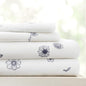 Linen Market Patterned Microfiber King Sheet Set 4 Piece – Oeko-TEX Certified Ultra Soft & Wrinkle-Free - 16" Deep Pocket Sheets - Easy Care King Size - Indigo Flowers Navy