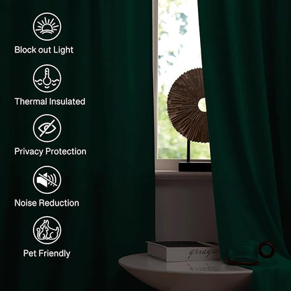 StangH Velvet Curtains Emerald Green 108 inches - Luxury Home Decor Blackout Insulated Velvet Curtain Panels Extra Long Wall Backdrops for Living Room Sliding Glass Door, W52 x L108-inch, 2 Pieces