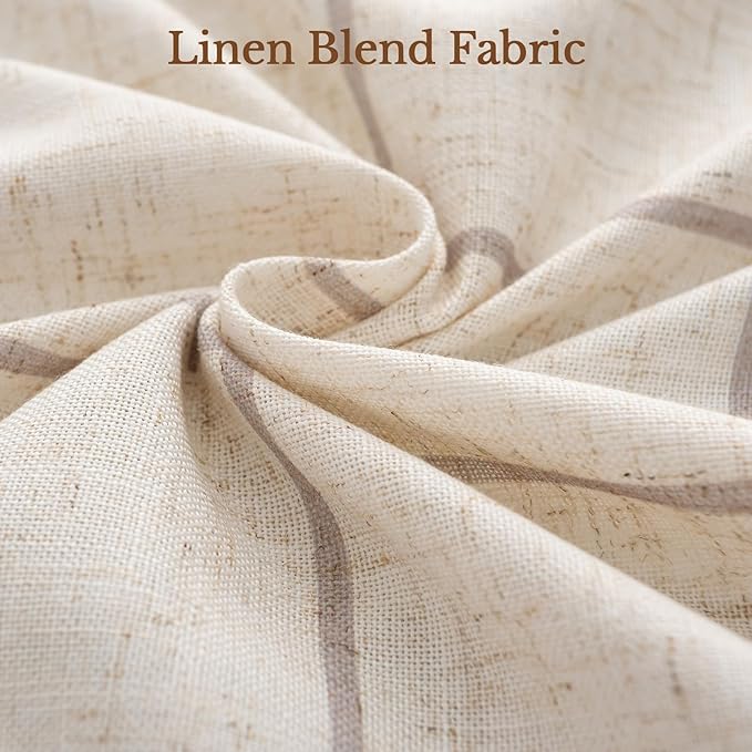 Plaid Pinch Pleated Curtains - Modern Luxury Linen Buffalo Blackout Drapes, Thermal Insulated Double Layer Window Panels for Living Room Bedroom, 90 Inches Long Brown 2 Panels Set