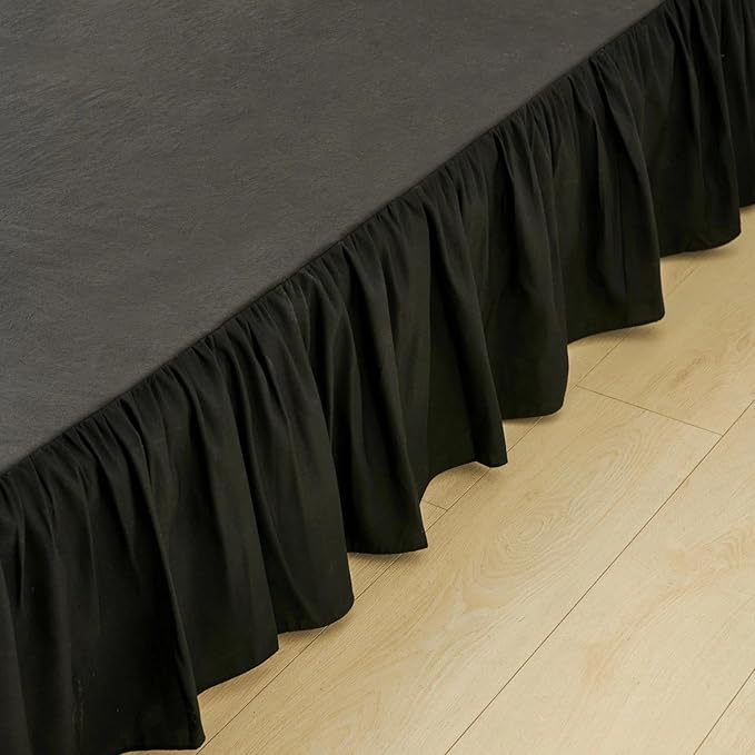 Bed Skirt Full Size Ruffled Bed Skirt with Split Corners, Full Bed Skirts 12 Inch Drop with Platform, 12'' Full, Black