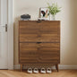 Vibe & Dine Modern Shoe Cabinet with 2 Flip Drawers, Shoe Storage Organizer for Entryway Slim, Freestanding Wood Shoe Rack Cabinet for Hallway, Bedroom, Living Room, Walnut