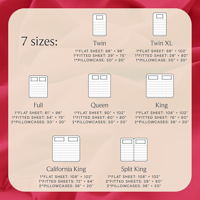 LuxClub 5 PC Sheet Set Bed Sheets Deep Pockets 16" Eco Friendly Wrinkle Free Cooling Machine Washable Hotel Bedding Silky Soft - Red Split King