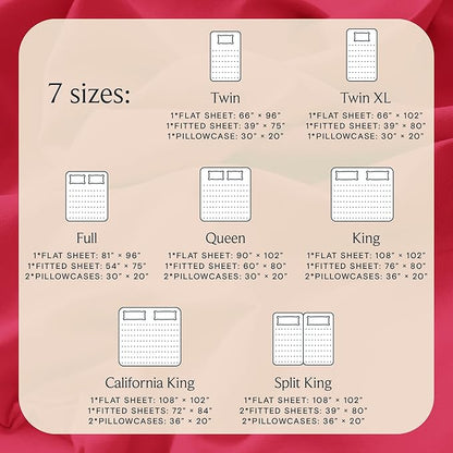 LuxClub 4 PC Sheet Set Bed Sheets Deep Pockets 16" Eco Friendly Wrinkle Free Cooling Machine Washable Hotel Bedding Silky Soft - Red Queen