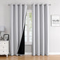 ChrisDowa 100% Blackout Curtains for Bedroom with Black Liner, 2 Thick Layers Total Blackout Thermal Insulated Grommet Window Curtains 2 Panels Set (Greyish White, 52 x 72 Inch)