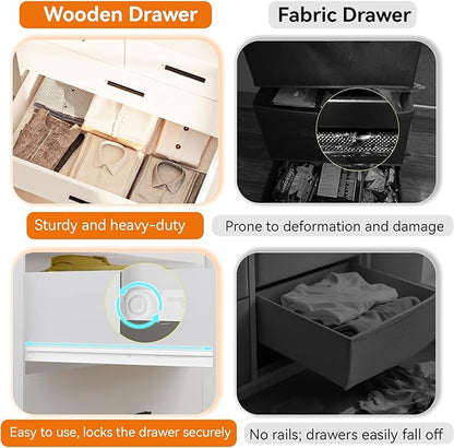 47.3" Tall Dresser for Bedroom Chests of Drawers with Charging Station 7 Drawer Dressers with Metal Slide Rail Modern Wood Closet Organizer with Large Storage for Home Office Entryway