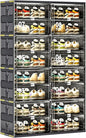 32 Pairs Portable Shoe Storage Cabinent of 3-Step Fast Installation,Plastic Shoe Box with Magnetic Clear Door for Entryway, Enclosed Shoe Rack for Sneaker, Heels etc.. (2Row, 8Tier)