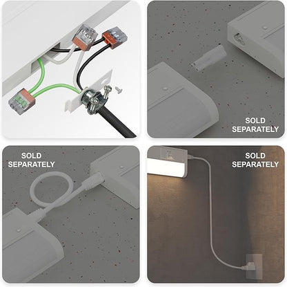 ZAGO 24 Inch Hardwired Under Cabinet Lighting - 5CCT Switchable, Undercounter Led Lights with Clamp Connector for Kitchen, 120V, 11W, 800-950LM, ETL & Damp Rated, White, 4 Packs