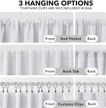 Deconovo Blackout Curtains, Thermal Insulated, W52 x L45 2 Panels, Back Tab, Machine Washable, Room-Darkening Drapes for Bedroom/Living Room Star White
