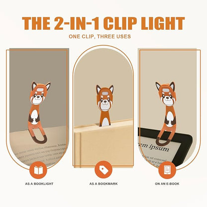 Rechargeable Book Light for Kids at Night – Portable Clip-On LED Light with Dimmable Brightness Ideal for Kids & Adults, Bedtime & Travel–Eye-Caring, Flexible, Gift for Book Lovers,Brown