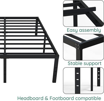 18 Inch California King Bed Frames Heavy Duty Metal Platform No Box Spring Needed, Maximum Storage, Easy to Assembly, Noise Free, Black