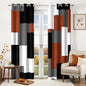 Burnt Orange 100% Blackout Curtains for Bedroom 108 inch Extra Long 2 Panels Set Black Grey Modern Abstract Geometric Black Out Curtains Room Darkening Window Drapes for Living Room, 52Wx108L