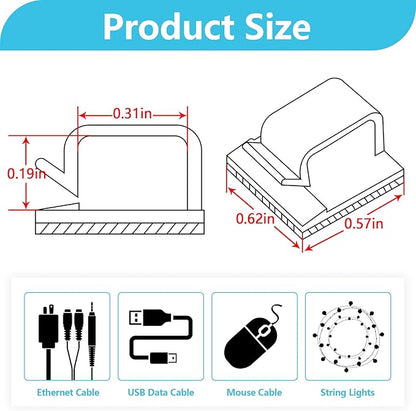 Abnii 100PCS Adhesive Cable Clips, Wire Holder Organizer, Cord Management, Cable Staples, Christmas String Lights, White, Small