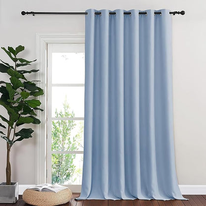 NICETOWN Blackout Room Divider Curtains for Sliding Glass Doors 102 Inches Long 1 Panel, Extra Wide Curtains for Doorway Patio Bedroom Living Room (Vintage Blue, 80Wx102L, 1 Panel)