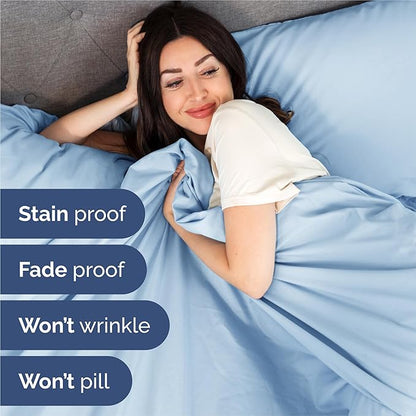 King 6 Piece Sheet Set - Cooling, Comfy & Breathable - Hotel Luxury Bedding, Includes Fitted Sheet for Women, Men, Kids & Teens - 1 Flat, 1 Fitted Sheet, 4 Pillowcases with Deep Pockets - Baby Blue