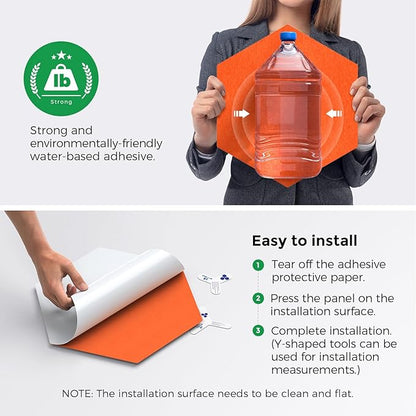 Self-Adhesive Acoustic Panels [390 lbs/yd³ Ultra-High Density], 2nd Generation Sound Absorbing Panel, Professional Level Sound Panel, Polyester Soundproof Foam [Size M, Orange & Moon Grey]