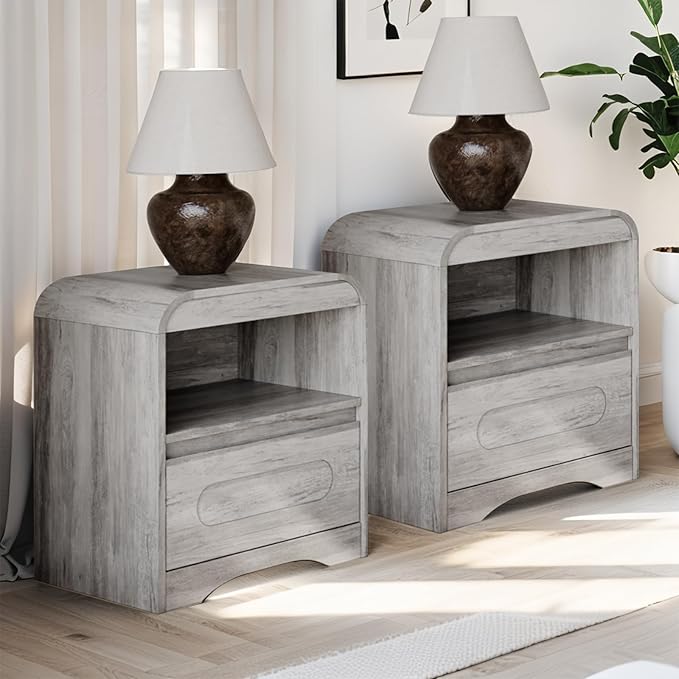 3 Piece Bedroom Set, Dresser and Nightstand Sets for Bedroom, Wood 3 Drawer Dresser & Night Stand Set of 2, Wide Chest of Drawers Modern Storage Cabinet Bedroom Furniture Set, Grey