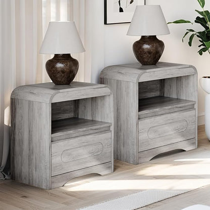 3 Piece Bedroom Set, Dresser and Nightstand Sets for Bedroom, Wood 3 Drawer Dresser & Night Stand Set of 2, Wide Chest of Drawers Modern Storage Cabinet Bedroom Furniture Set, Grey