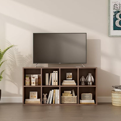 OSCHF 8-Cube Storage Shelf Bookcase - Wooden 4-Tier Floor Standing Open Bookshelf for Home and Office, Cuby Orgainzer, Walnut