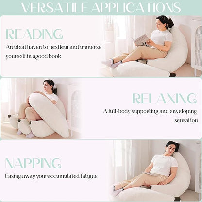 Banana Bean Bag Chair with Ottoman, Floor Sofa Bed with Footrest, Comfy Convertible Lounger for Teens & Adults, Plush Couch for Bedroom, Living Room or Dorm, M-Cream