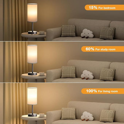Fenmzee Grey Nightstand Bedroom Lamp - 3 Way Dimmable Bedside Lamp USB C A Charging Ports and AC Outlet, Small Table Lamp Linen Lampshade for Office Desk