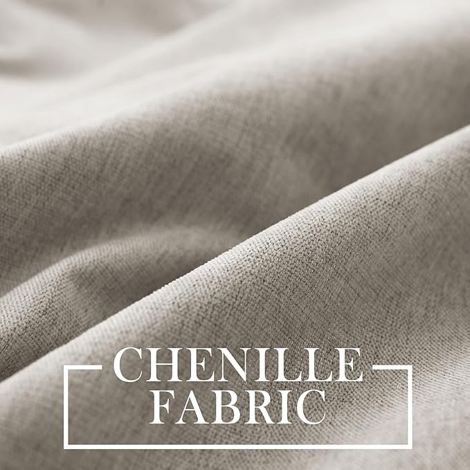 Macochico Thermal Blackout Chenille Curtains 100% Blackout Window Draperies for Living Room Bedroom Auditorium Banquet Hotel Beige Taupe Curtains with Tieback Classic Home Decor 72" Wx102 L 1 Panel