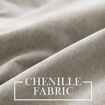 Macochico 100% Blackout Chenille Curtains Thermal Insulated Noise Reducing Velvet Draperies for Living Room Bedroom Hotel Beige Taupe Blackout Curtains Grommet Top with Tieback 84" Wx84 L 1 Panel