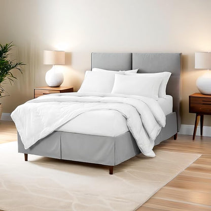 Bare Home California King Bed Skirt - 15-Inch Tailored Drop Easy Fit - Bed Skirt for Cal King Beds - Center & Corner Pleats (Cal King, White)