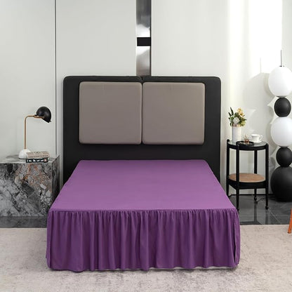 Bed Skirt Queen Size Ruffled Bed Skirt with Split Corners, 12 Inch Drop Dust Ruffle Bed Skirts with Platform, Grape
