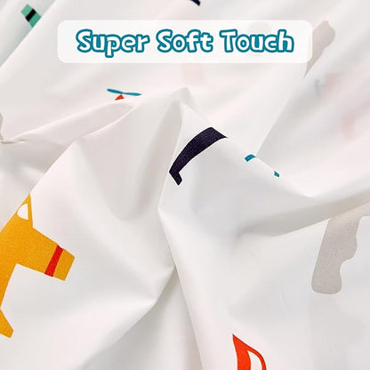 JSD Airplane Kids Sheet Set Full Size, 4 Piece Soft Printed Microfiber Bed Sheets Deep Pocket