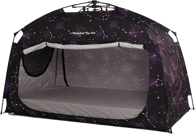 Indoor Instant Privacy Bed Tent for Sleeping,Quick Set-up Bed Canopies,Portable Bed Drapes with Large Space and 3 Doors (Starry, Twin)