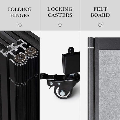 Room Partition,Folding Privacy Divider,Office Partition Dividers,Office Dividers Wall, 10'6"W x 6'7"H,Light Grey