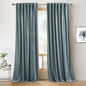 RYB HOME Stone Blue Velvet Curtains 100 inches, Back Tab Soft Fabric Room Darkening Thermal Insulated Luxurious Home Decor Curtains for Living Room Bedroom, W 52" x L 100", 2 Panels Set