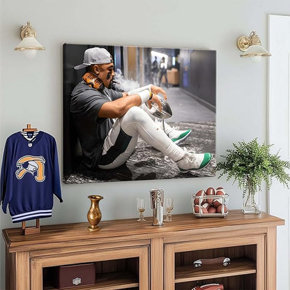 B.B.F MAKE 2025 Super Canvas Bowl Wall Art Champions Eagles Poster Print Philadelphia Hurts Painting Canvas Wall Decor Sports Stars Picture Modern Bedroom Living Room Home Decoration, Framed 20x24inch